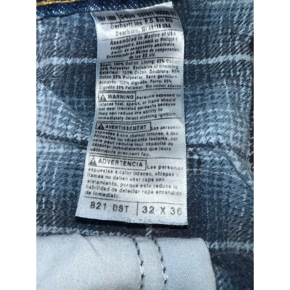 Vintage Carhartt B21DST‎ Flannel Lined Blue Denim Jeans Men's 32